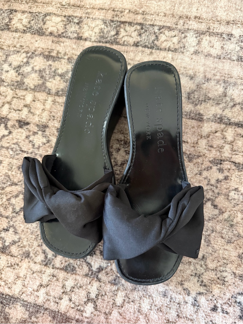 kate spade black knotted slide mules